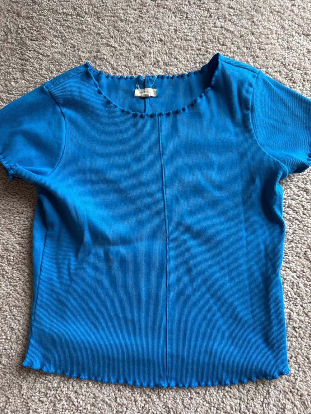 Pilcro Blue Short Sleeve Ribbed Top